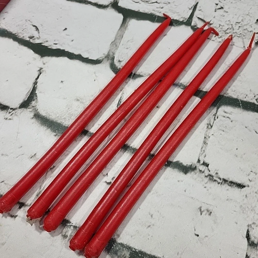 Vintage Hand‎ Dipped Candles Tiny Tapers Red 10